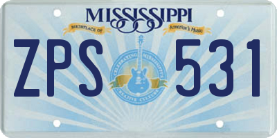 MS license plate ZPS531