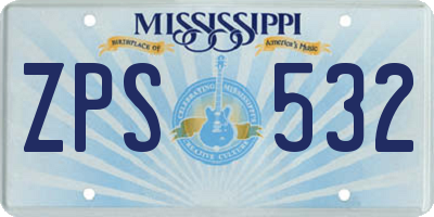 MS license plate ZPS532