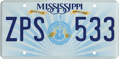 MS license plate ZPS533