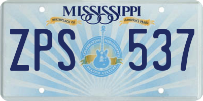 MS license plate ZPS537