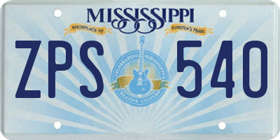 MS license plate ZPS540