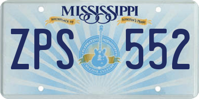 MS license plate ZPS552