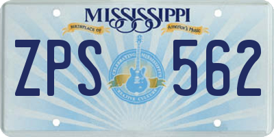 MS license plate ZPS562
