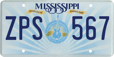 MS license plate ZPS567