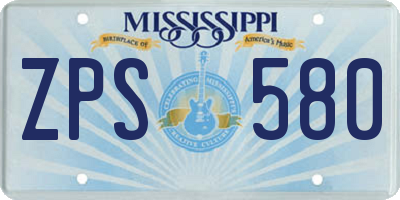 MS license plate ZPS580
