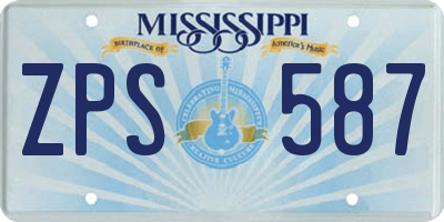 MS license plate ZPS587
