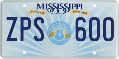 MS license plate ZPS600