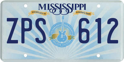 MS license plate ZPS612