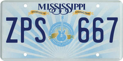 MS license plate ZPS667