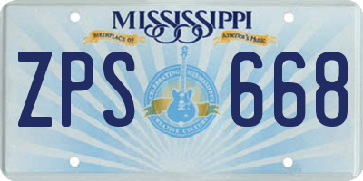 MS license plate ZPS668