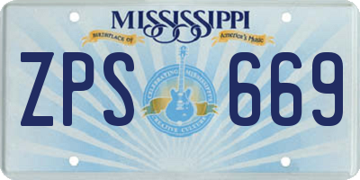 MS license plate ZPS669