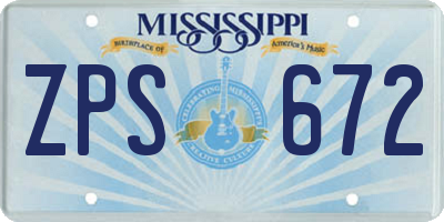 MS license plate ZPS672