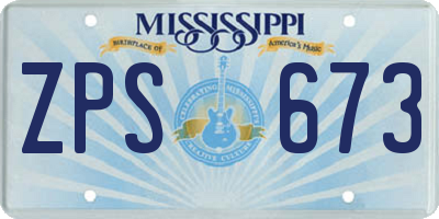 MS license plate ZPS673