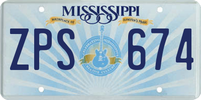 MS license plate ZPS674