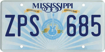 MS license plate ZPS685
