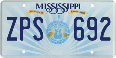 MS license plate ZPS692