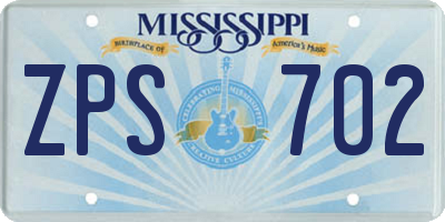 MS license plate ZPS702