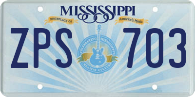 MS license plate ZPS703