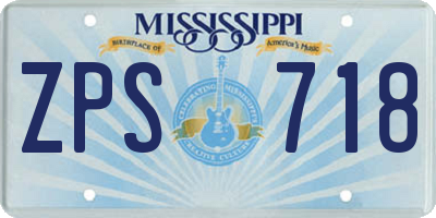 MS license plate ZPS718