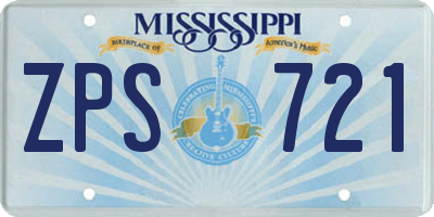 MS license plate ZPS721
