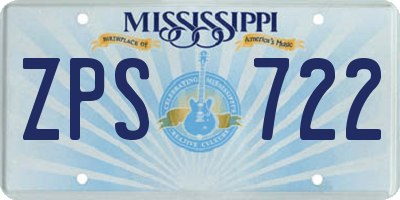 MS license plate ZPS722