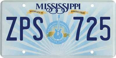 MS license plate ZPS725