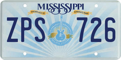 MS license plate ZPS726