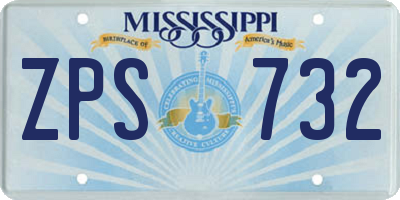 MS license plate ZPS732