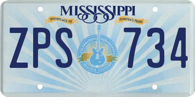 MS license plate ZPS734