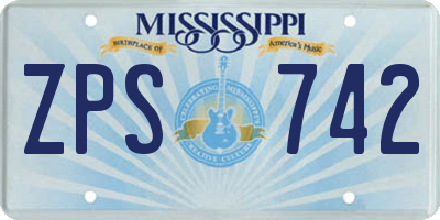 MS license plate ZPS742