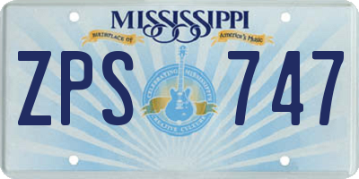 MS license plate ZPS747