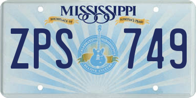 MS license plate ZPS749