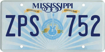 MS license plate ZPS752
