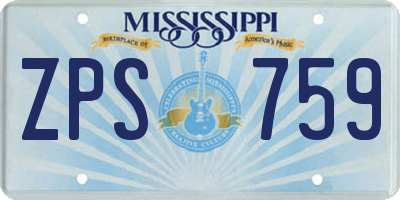 MS license plate ZPS759