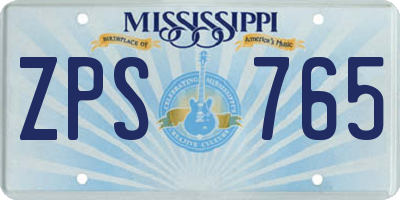 MS license plate ZPS765