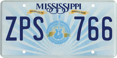 MS license plate ZPS766