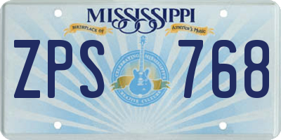 MS license plate ZPS768