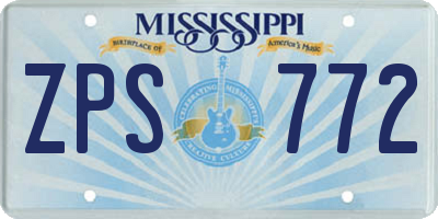MS license plate ZPS772
