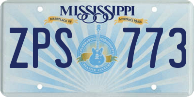 MS license plate ZPS773