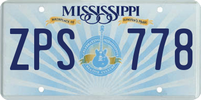 MS license plate ZPS778