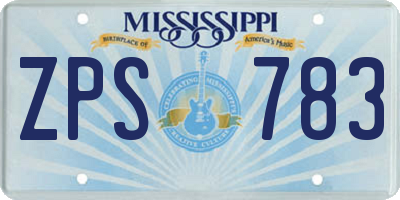 MS license plate ZPS783