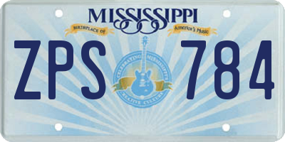 MS license plate ZPS784