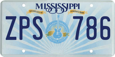 MS license plate ZPS786