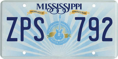 MS license plate ZPS792