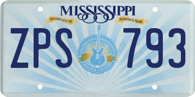 MS license plate ZPS793