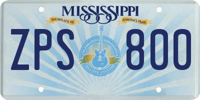 MS license plate ZPS800