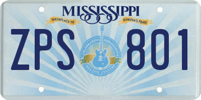 MS license plate ZPS801