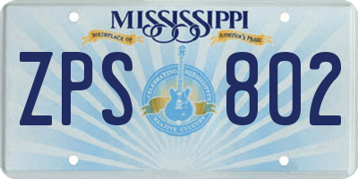 MS license plate ZPS802