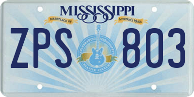 MS license plate ZPS803