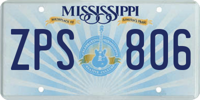 MS license plate ZPS806